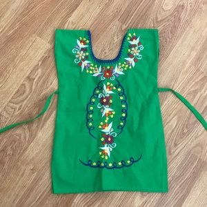 Embroidered green baby girl dress